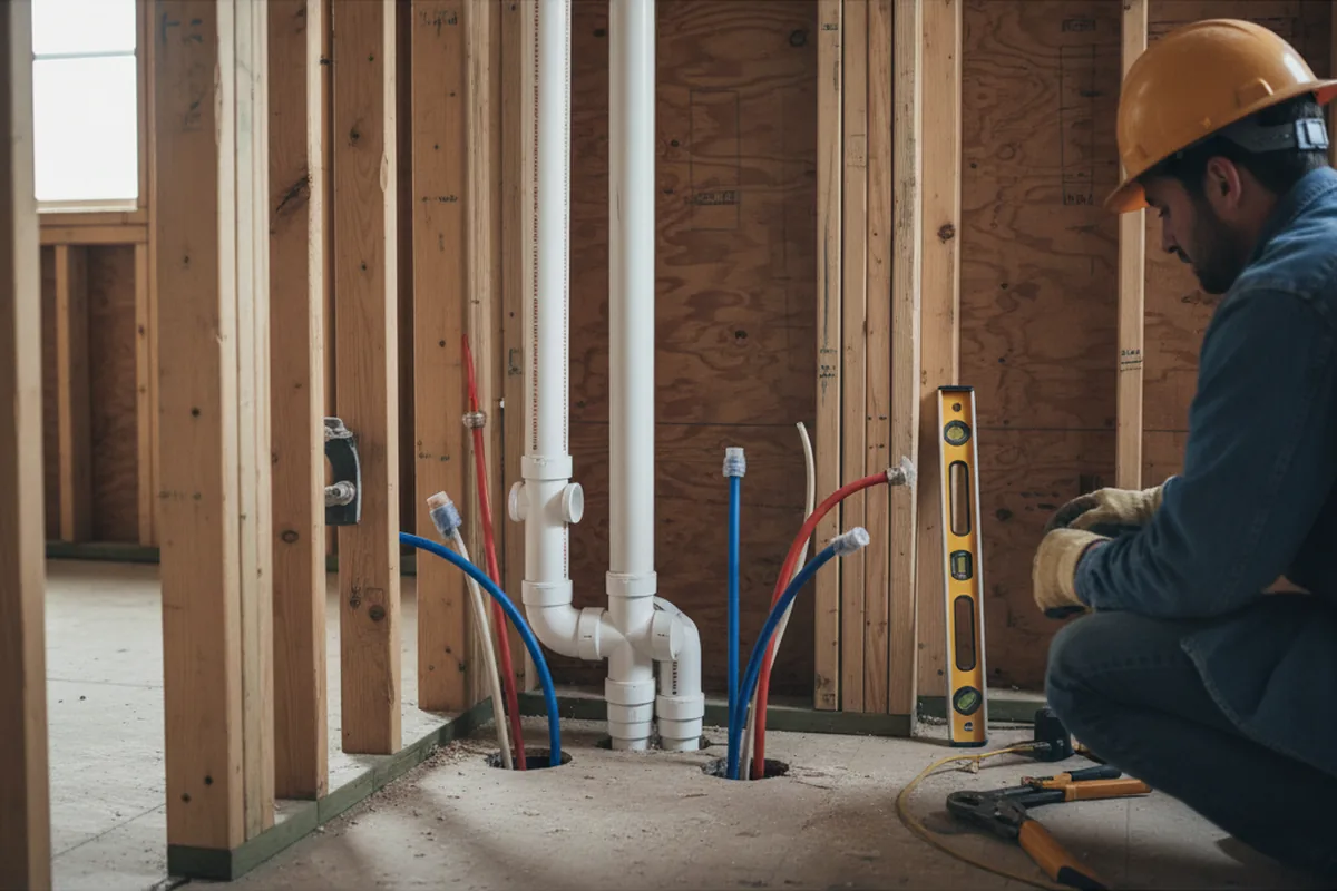 Drain and supply rough-in during Drain Cleaning in Orange Beach