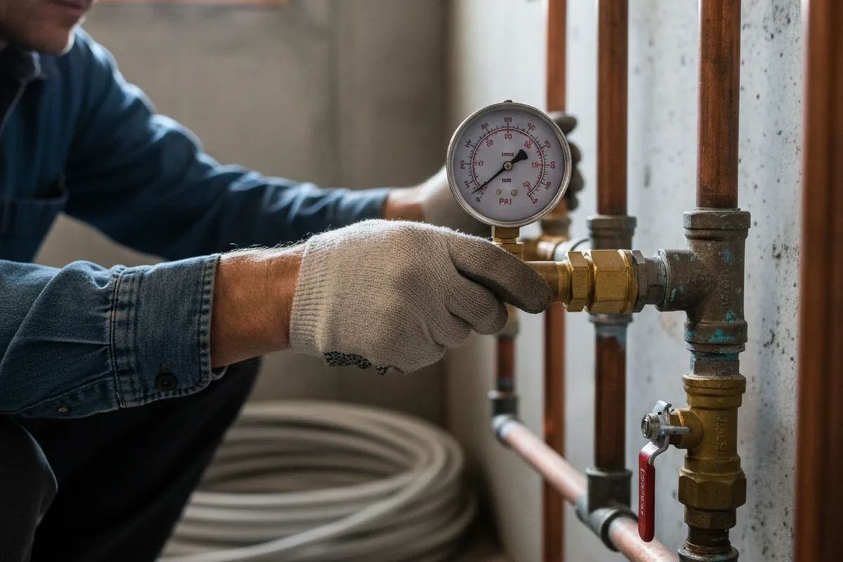 Pressure testing a repaired line during Water Line Repair in Orange Beach